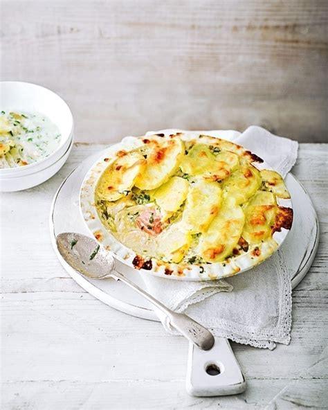 Fish pie with sliced potato topping recipe | delicious. magazine