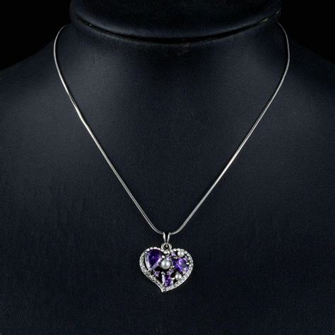 Purple Heart Pendant Necklace KPN0158 – KHAISTA