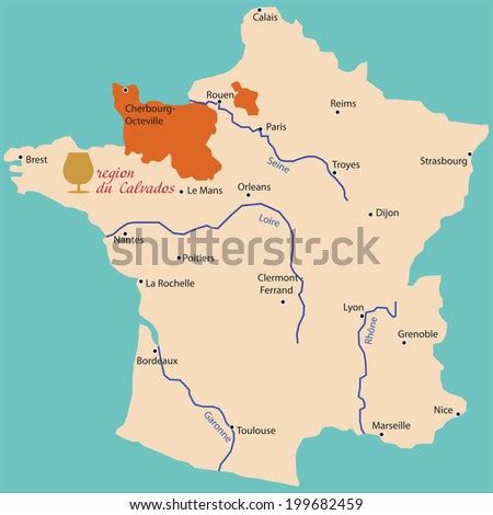 Map Region Of Calvados In France Stock Vector 199682459 : Shutterstock