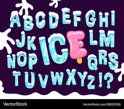 Ice and snow cartoon font Royalty Free Vector Image