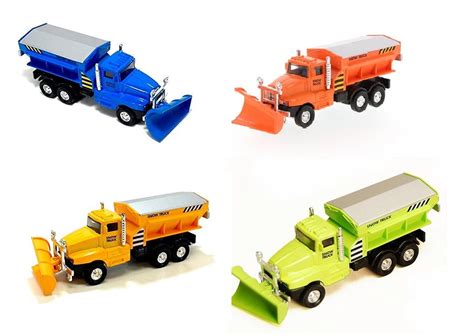 4PC SET: 6" Snow Plow Salt Truck Diecast Metal Model Toy With Swivel Pull Action - Walmart.com