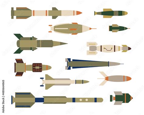 Types of military missiles or rockets vector illustrations set Stock Vector | Adobe Stock