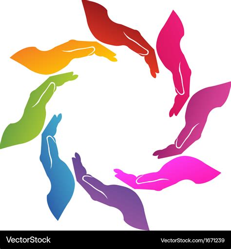 Hands teamwork union logo Royalty Free Vector Image