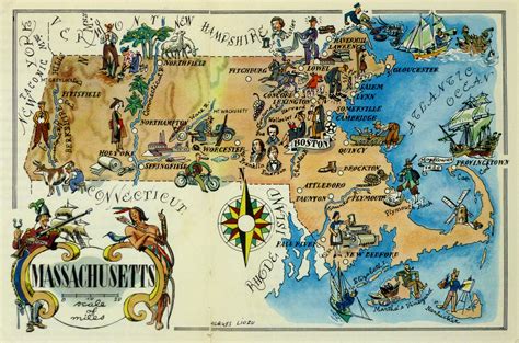 Massachusetts Pictorial Map, 1946