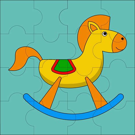 Rocking horse toys suitable for children's puzzle vector illustration ...