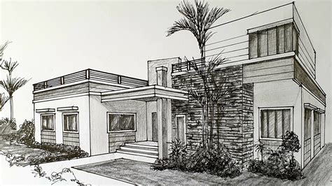 Architecture Sketch Drawing House | Sketch Drawing Idea