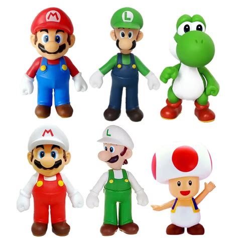 6x Super Mario Super Size Figure Collection Mario Luigi Yoshi Toad Loose Toy Free Shipping-in ...