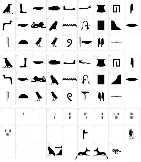 Egyptian Hieroglyphs Silhouette Font Download