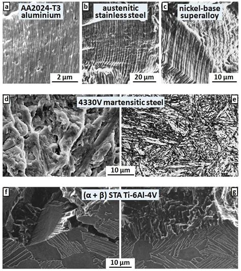 Fatigue fracture surfaces showing striations (a-c) and... | Download ...