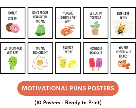 Motivational Puns Posters Set of 10 Ready to Print, Inspirational Pun Growth Mindset Posters. - Etsy