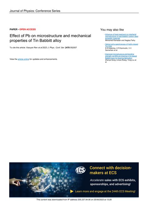 (PDF) Effect of Pb on microstructure and mechanical properties of Tin Babbitt alloy