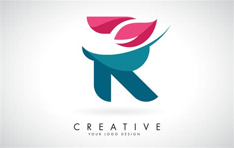 Blue and Red Letter R with Leaf and Creative Swoosh Logo Design. 4878691 Vector Art at Vecteezy