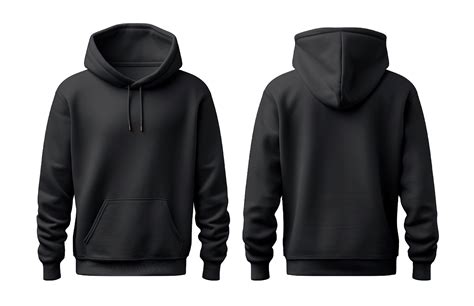 Black hoodie front and back side mockup Template isolated on transparent background. PNG file ...