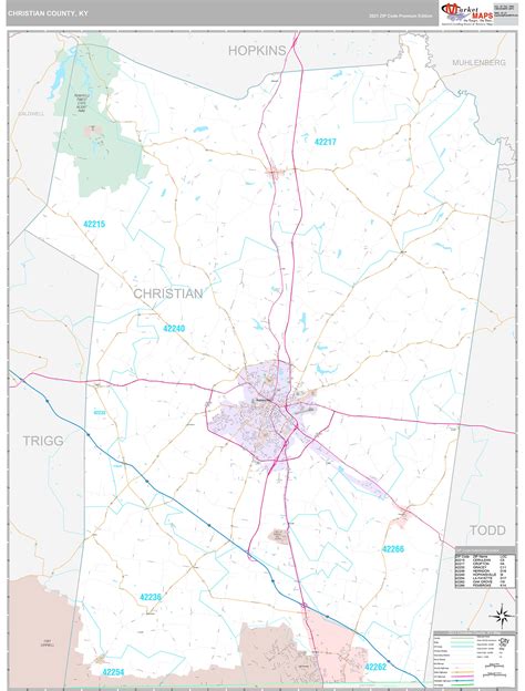 Christian County, KY Wall Map Premium Style by MarketMAPS