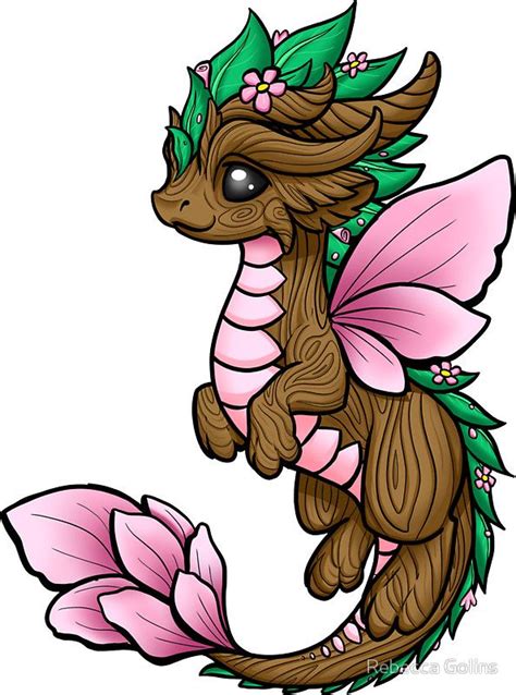 Flower Dragon Elemental by Rebecca Golins | Cute dragon drawing, Dragon pictures, Dragon art