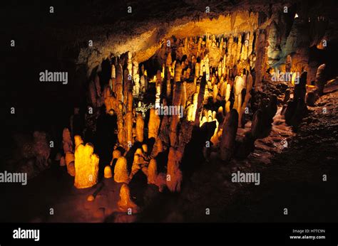 Harrison's Cave showing stalactites and stalagmites, Barbados, Caribbean Stock Photo - Alamy