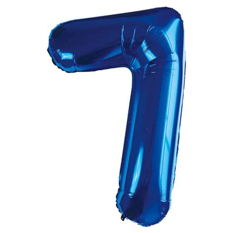 Number Seven Balloon Blue Number 7 Balloon 32" Foil Mylar Blue Number ...