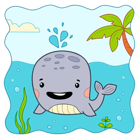 Cute Whale underwater cartoon. Whale clipart 8358892 Vector Art at Vecteezy