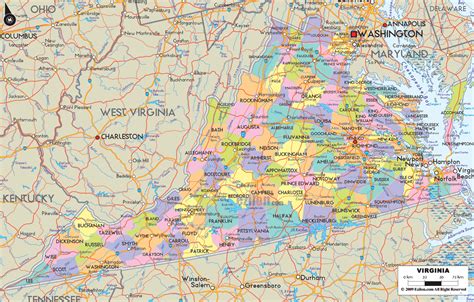 Map of Virginia State USA - Ezilon Maps