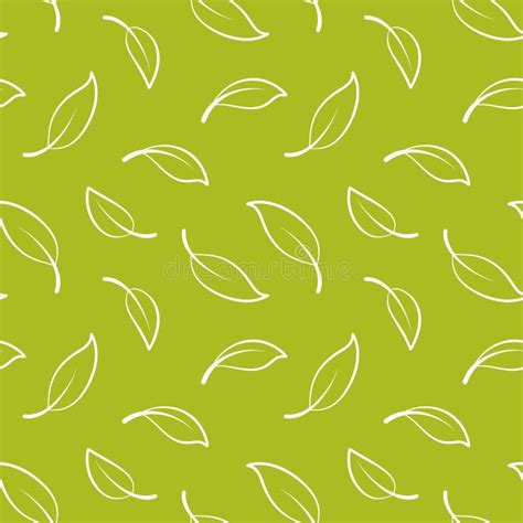 Green Tea Leaves Silhouette Seamless Pattern. Nature Abstract Leaves ...