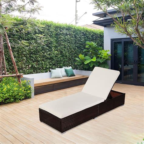 Ktaxon Outdoor Modern Chaise Lounge Chair Brown With Cushion - Walmart ...