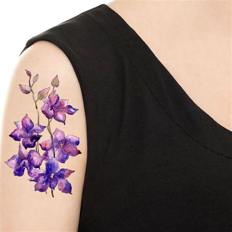 Temporary Tattoo 5 x 3 Watercolor Purple Flower | Etsy