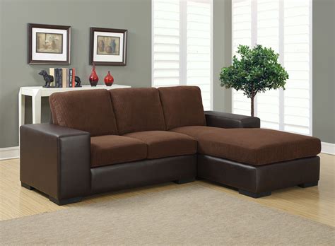 Dark Brown Corduroy/Brown Sofa Sectional from Monarch (8200BB) | Coleman Furniture