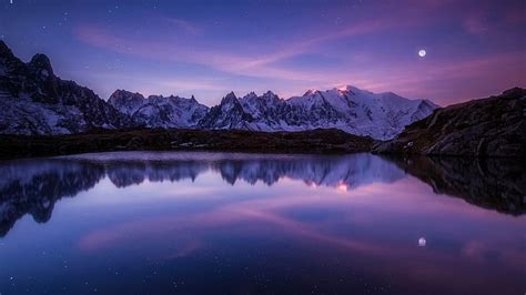 HD wallpaper: moonlight, europe, mont-blanc, france, chamonix, cheserys lakes | Wallpaper Flare