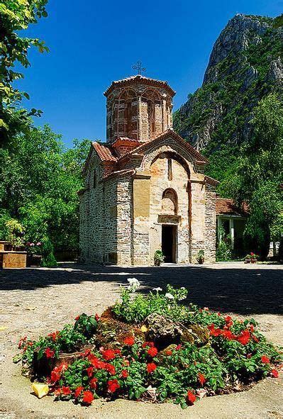 St. Holy Mother - Matka Orthodox Monastery Church from XIV century. Location is at the entrance ...