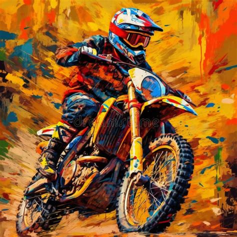 Dirt Bike Expressionist Art Style, Hand Drawn & Artistic Stock Illustration - Illustration of ...