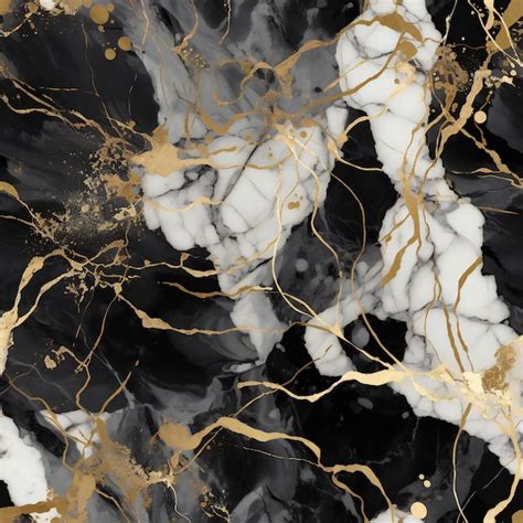 Premium AI Image | Black and white marble wallpaper with gold and white ...