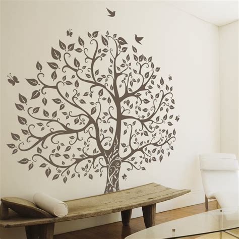 White Tree Wall Decal Huge Tree Wall Decal Wall Mural Stickers Nursery Tree and Birds Wall Art ...