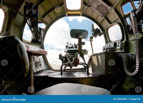 Nose Gun Turret On British Second World War Lancaster Bomber. Sky Altered. Stock Photo ...