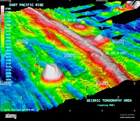 East Pacific Rise. Topographic map of the seabed of the Pacific Ocean around part of the East ...