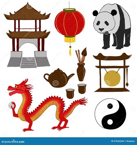 Chinese Symbols. Vector Illustration Stock Illustration - Image: 57632544