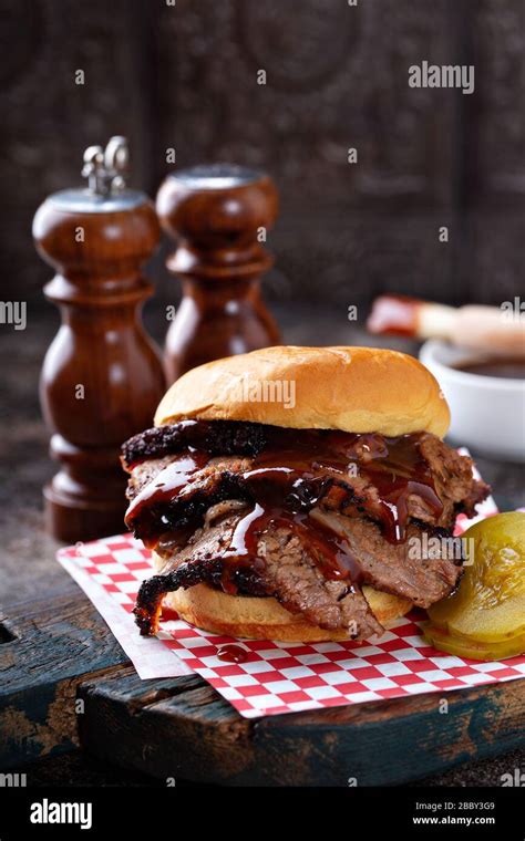 Smoked beef brisket sandwich Stock Photo - Alamy