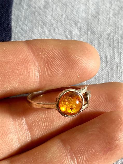 Natural Amber Ring in 925 Sterling Silver With Cubic Zirconia, Good for Any Occasion, Perfect ...