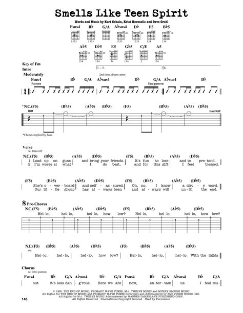 Smells Like Teen Spirit by Nirvana - Guitar Lead Sheet - Guitar Instructor