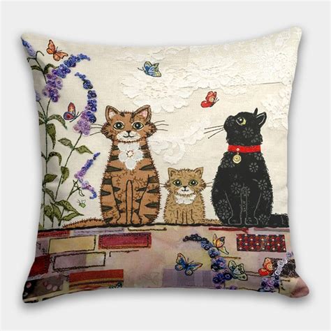 Cute Cat Pillow Covers Cat Pattern Cushion Case Housewarming - Etsy