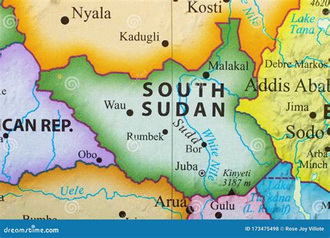 Map of South Sudan stock photo. Image of sudan, country - 173475498