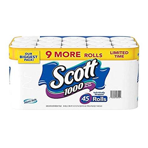 Scott 1000 45-1000 Limited Edition Bath Tissue (1,000 Sheets, 45 Rolls ...