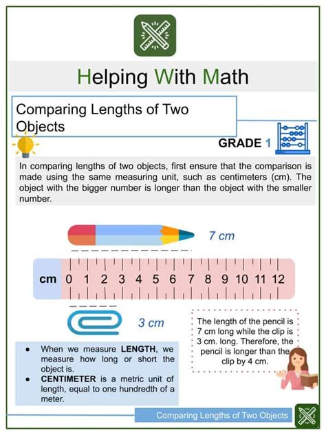 Comparing Lengths of Two Objects 1st Grade Math Worksheets | Helping with Math