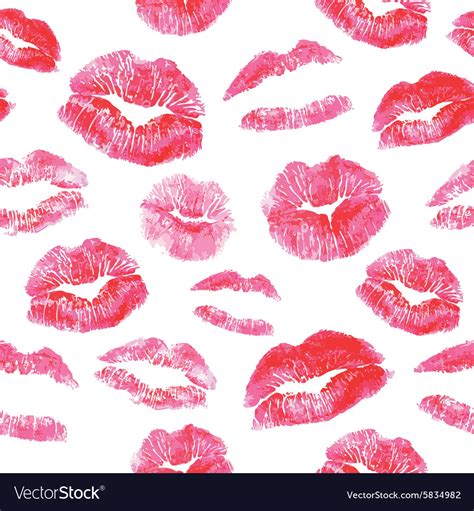 Seamless pattern - red lips kisses prints Vector Image