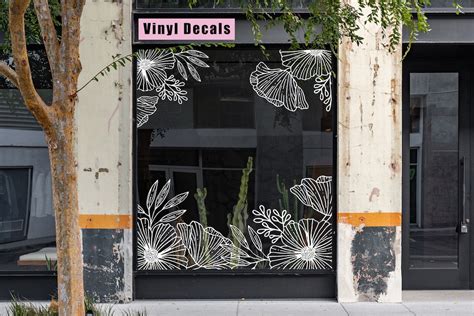 Large Romantic Floral Wall Window Decals Contour Line Art, Spring ...