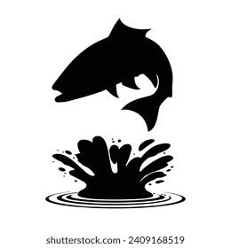 Jumping Fish Silhouette Collection Black Fish Stock Vector (Royalty ...