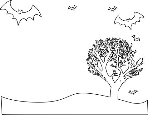 Clipart - Halloween Landscape Coloring Page