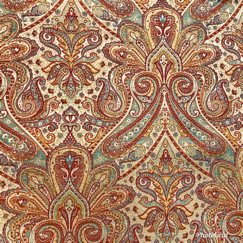 SWATCH 4” X 7” - Antique Inspired Paisley Brocade Satin Fabric- Upholstery | www ...