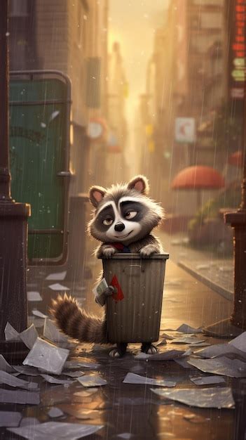 Premium AI Image | A raccoon in a trash can