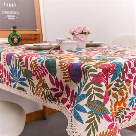 Colorful leaf tablecloth American rustic style tablecloth cotton thick ...