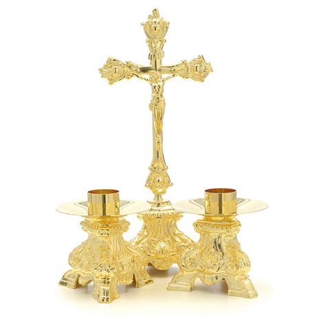 Altar set with cross and candle holders | online sales on HOLYART.com